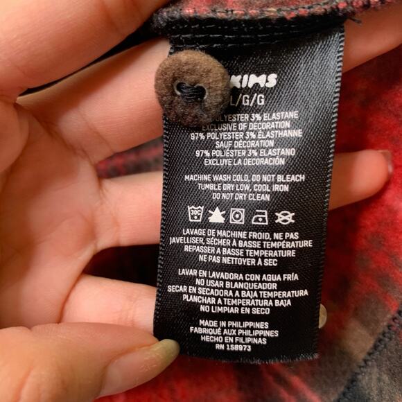 Skims Shirt Men Large Flannel Pajama Top Buffalo Plaid Chest Pocket Lounge Shirt - Picture 5 of 11